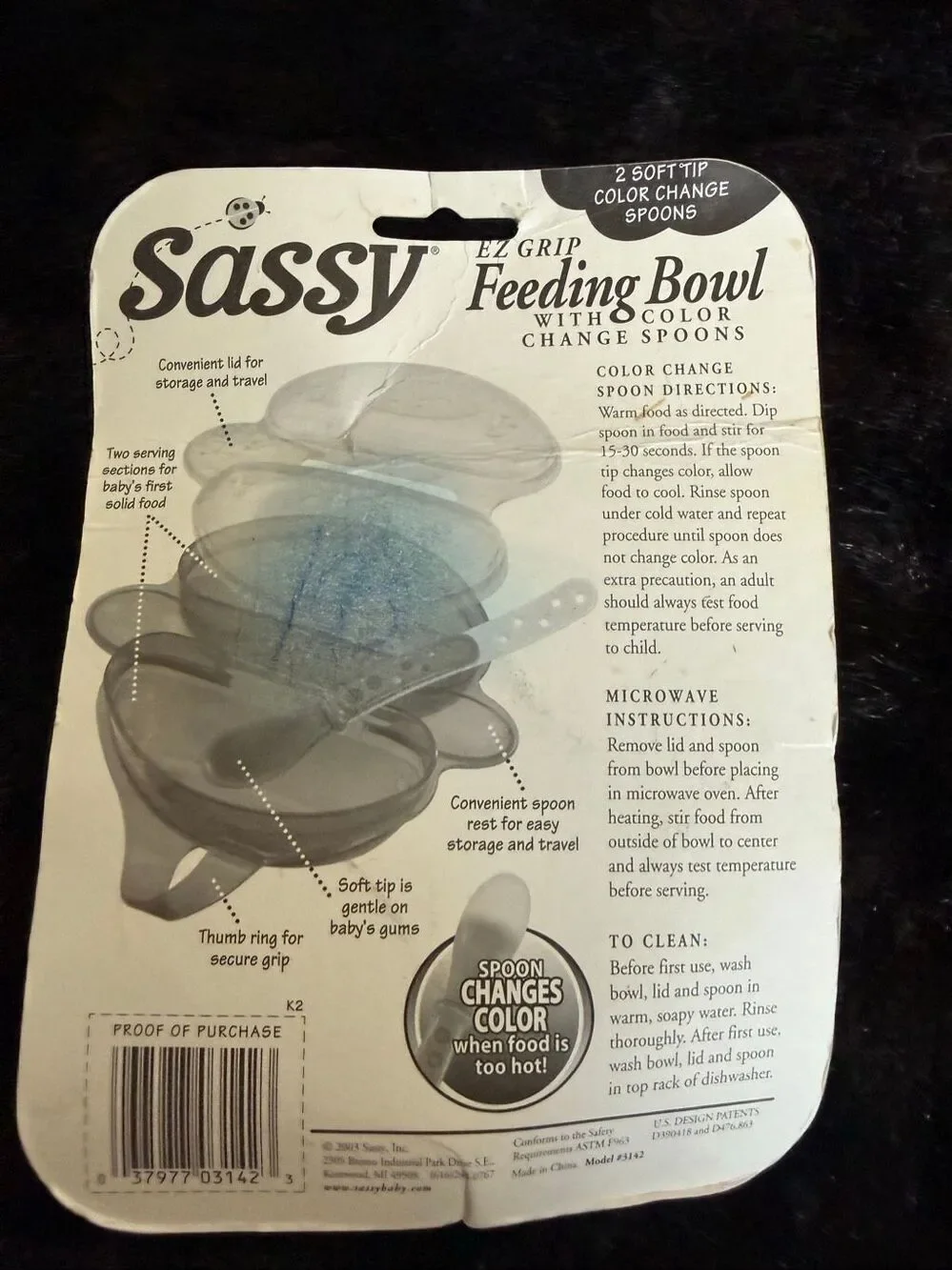 Sassy EX Grip Feeding Bowl NEW SEALED Change Color Spoons